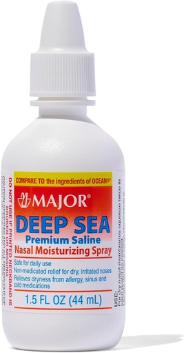 [BRSWKGYHOYHBCHYV] MAJOR Deep Sea Premium Saline - Nasal Moisturizing Spray for Dryness and Irritation Relief - Nátrium- klorid 0, 65% - 1, 5 Fl. Oz (1 csomag)