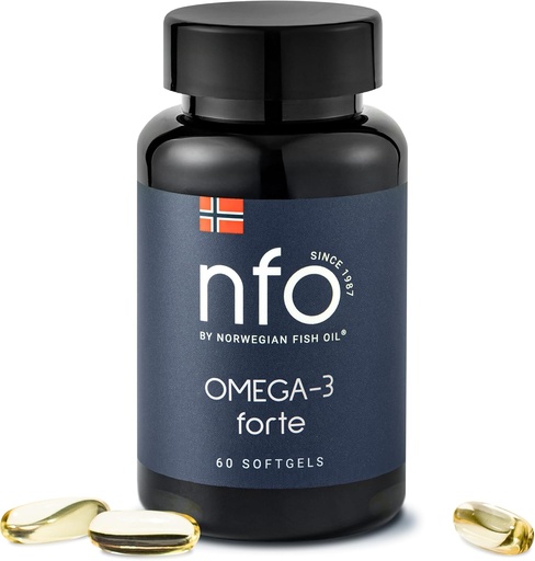 [BRSROA3RCUPQMYA2] NFO Omega-3 Forte Fish Oil with Fish Gelatine - Premium Fish-Based Omega-3 | Pure Marine Formula | High EPA & DHA | 60 Capsules