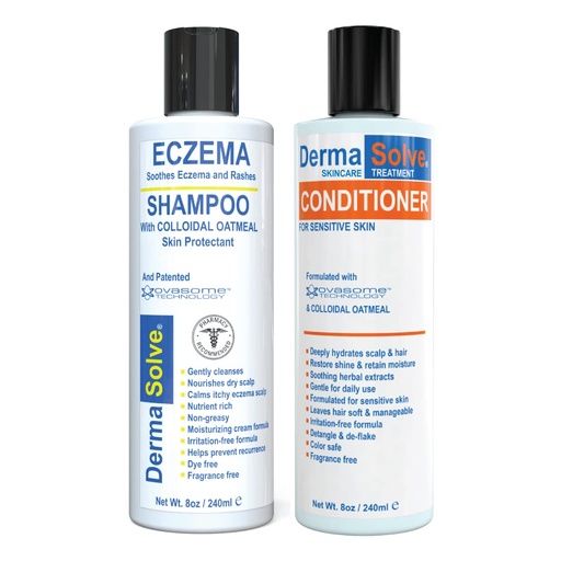 [BRSW2BT5CN7BUHTB] Eczema Shampoo & Conditioner (Combo Pack) - Flare Control Scalp & flake Relief Therapy, która chroni, nawilża i regeneruje skórę przez DermaSolt - Dzieci i dorośli - Steroid Free