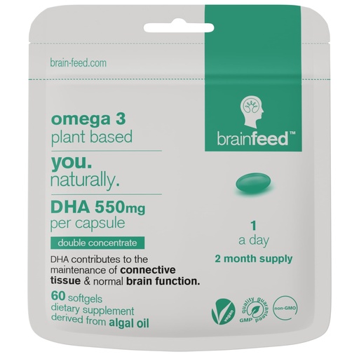 [BRSROGQLCV5RQH3P] DHA Supplements (60) | Double Concentrate Omega 3 DHA 500mg PER Capsule - 1 a day | Brain & Eye Health Support | Vegan DHA - Omega 3 Algae Oil | DHA 1000mg x 2 Capsules | 2 Month Supply | Sustainable