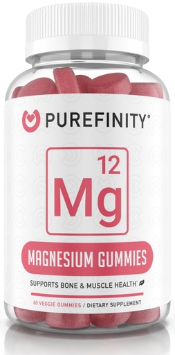 [BRSWYYI5PIFGY2TJ] PUREFINITY Magnesium Gummies – Supplement for Sleep, Muscle Recovery, Cramps, Bone, and Energy Support – Non-GMO, Allergen Free, Vegan (60 Gummies)