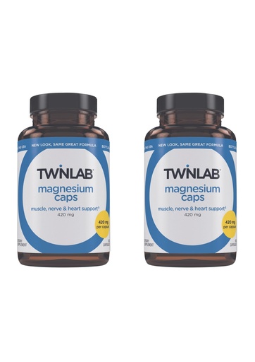 [BRSRAYYDOQBRU3D6] Twinlab Magnesium Caps - High Absorption Magnesium Supplement to Support Leg Cramps Relief - Magnesium Capsules for Stress Relief, 420 mg, 100 Count 2 Pack