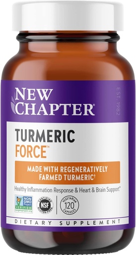[BRSWIHDYDIOR4C3O] New Chapter Turmeric supplement, One Daily, Heart, Brain " Healthy Inflammation Support, Supercritical Turmeric Curcumin Means No Black Pepper Needed, Non-GMO, Gluten Free – 120 count (4 Month Supply)