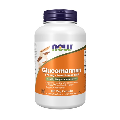 [BRSWIYQEAQPB22I7] NOW Foods Supplements, Glucomannan (Amorphophallus konjac) 575 mg, Supports Regularity*, Healthy Weight Management*, 180 Veg Capsules