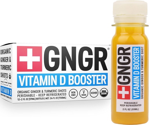[BRSRMCA5CEHBSDY7] + GNGR vitamin D Booster - Tropická imunita Booster Edition Cold- Pressed Ginger Shot with Ananas, Passion Fruit, Orange, Turmeric & Vitamin D3. Mood, Immunity & Energy. 2 fl oz (Pack of 12)