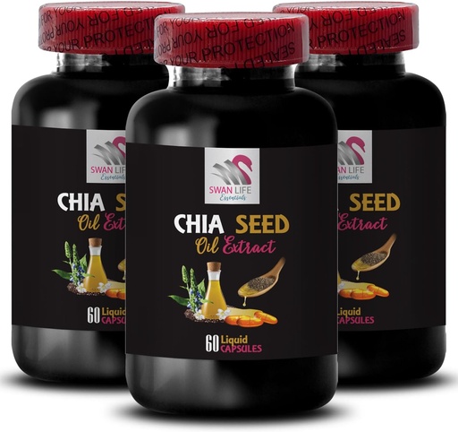 [BRSRAFI7OYFWMFA3] Landareetan oinarritutako olioa - CHIA SEED OIL EXTRACT - Olioa hidratatzailea, testura aberatsa, ile-arreta, distira naturala, Chia onurak, testura arina, hidratazio hutsa, gorputz-olioa, Glow olioa 3 botila 180 Caps