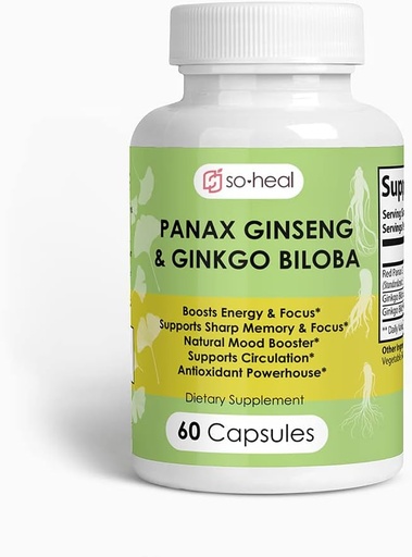 [BRSROYAKOQHGGDL7] Ginseng a Ginkgo Biloba. 30 sluhů. 2-in-1 Non- Caffeinované Energy and Focus Supplement - Energy Booster, Mental Clarity, and Mood