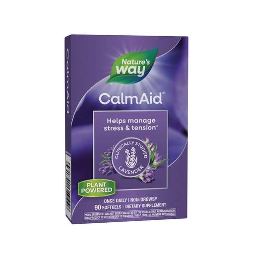 [BRSROCAKPIHREYL6] Nature’s Way CalmAid Lavender Oil Supplement for Calm & Stress Support*, Clinically Studied Silexan Lavender Oil, Non-Drowsy, Daily Softgels, 90 Count