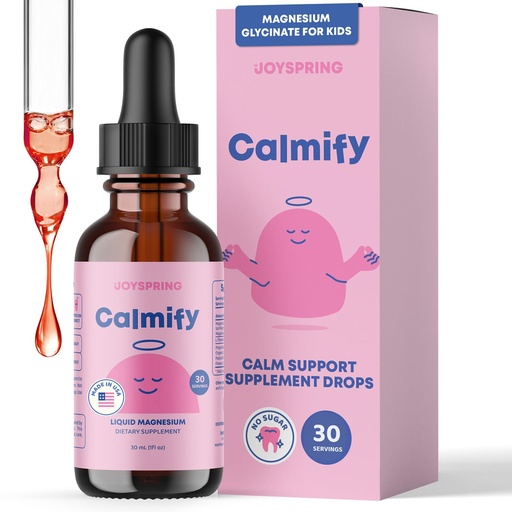 [BRSROBQLO4MGKG37] JoySpring Calmify Magnesium Glycinate for Kids | Liquid Magnesium with L-Theanine Supplement | Chamomile Extract & Passion Flower Extract | Sugar-Free Calm Drops | 1 fl oz (30 Servings)