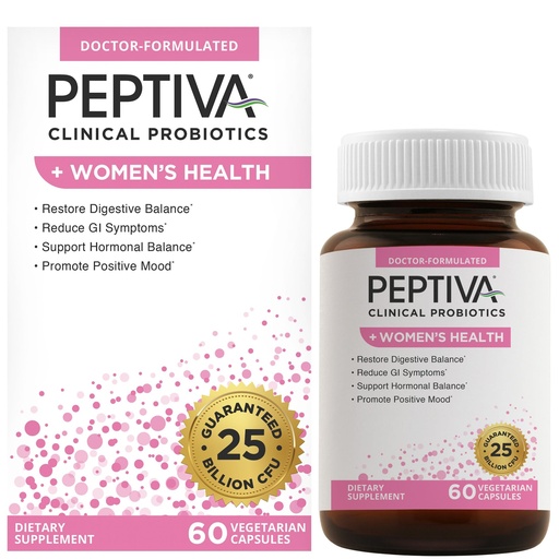 [BRSROHY7OZ5R4YL4] Peptiva Probiotics for Women's Health - Women's Probiotic and Digestive Support, 25 Billion CFU, Multi-Strain Probiotic, Lactobacillus Acidophilus, Bifidobacterium - 60 Vegetarian Capsules