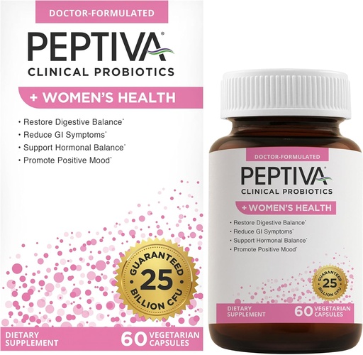 [BRSROHY7OZ5R4YL4] Peptiva probiotikas sieviešu veselībai - sieviešu probiotikas un gremošanas atbalsts, 25 miljardi KVV, daudzcelmu probiotikas, Lactobacillus Acidophilus, Bifidobacterium - 60 veģetārās kapsulas