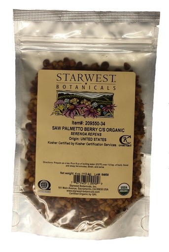[BRSWIZQNBMMA2GA3] Saw Palmetto Berry Cut & Sifted Organic -Serenoa repens, 4 Oz
