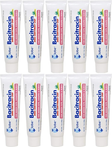 [BRSWKFQPBUFRQGY5] Globe Bacitracin Zinc Ointment 1 oz | Antibiotic Ointment | Essential Antibiotic First Aid Supplies | Healing Action | Maximum Antibiotic Power | Prevents infection in cuts, scrapes, burns | 10 PACK |