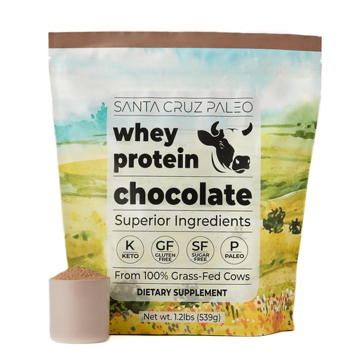 [BRSROFAZCABQKGY2] Santa Cruz Paleo Whey Protein Powder, Chocolate Flavor, 20 G Grass Fed Whey Protein Isolate Per Serving, Gluten Free, Paleo & Keto Friendly, No Sugar Added, Protein Shake Mix, 20 Servings, 1.2 lb Bag