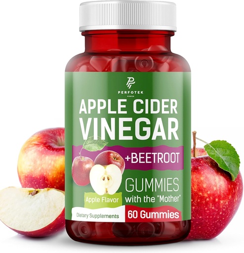 [BRSRMCYECUPB63D3] Apple Cider Vinegar Gummies - Natural Apple Flavor - Healthy Keto Gummies - Non GMO, Vegan, Gluten Free - Apple Cider Gummies (60 Pieces)