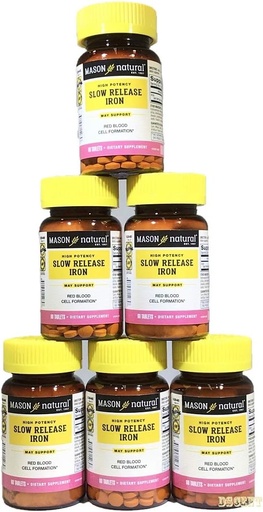 [BRSWIBT3OACWOHLI] Mason Vitamins Slow Release Iron Compare to The Active Ingredients in Slow Fe, 60 Tablets?er Bottle Pack of 6 Bottles Total 360 Tablets6