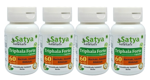 [BRSRA2Q7OEIGGF3D] Triphala Forte Capsules 500 mg. 60 Veg. Capsule | Amalaki, Haritaki, Bibhitaki Extract Capsules for Men and women | Ayurvedic Herbal Supplement/Remedies | 10:1 Forte (4 Bottles of 60 Capsules)