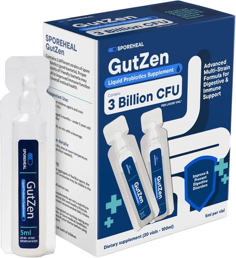 [BRSROBQ2DEHBUYIV] GutZen Liquid Probiotic Supplement for Gut & Digestive Health| Gluten Free & Helps with Bloating, Gas & Diarrhea| Supports Immune Sytem for Adults & Kids| Pack of 20
