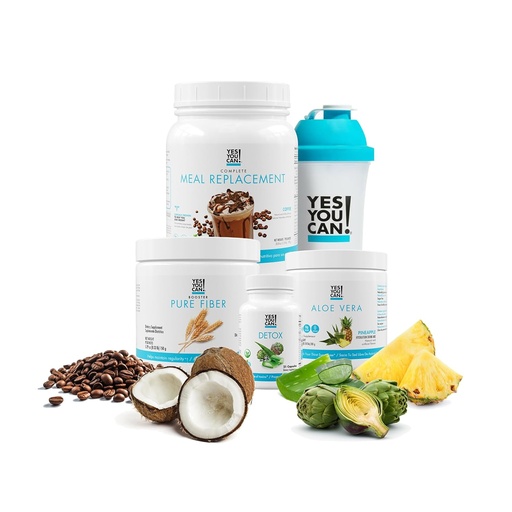 [BRSRMYI2BMARE2DZ] Yes You Can! Detox Plus Kit, Daily Cleanse Pure Fiber Meal Replacement, Drink Mix, Shake Booster and Supplement, Body Cleanse Kit for Women, Daily System Cleanse - Coffee, Aloe Vera Hibiscus