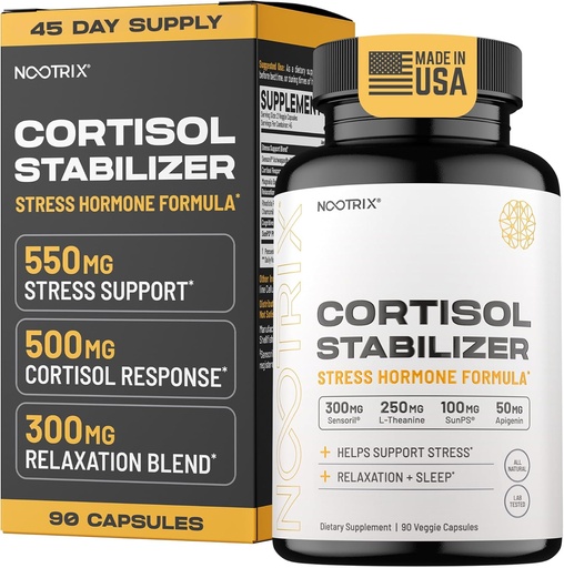 [BRSROAD4BMBGOHTJ] Nootrix Cortisol Manager & Stabilizer Supplement | Supports Deep Sleep, Relaxation, Adrenal Health & Stress | 300mg Ashwagandha | L-Theanine, Rhodiola Rosea Extract & Apigenin | 90 Capsules