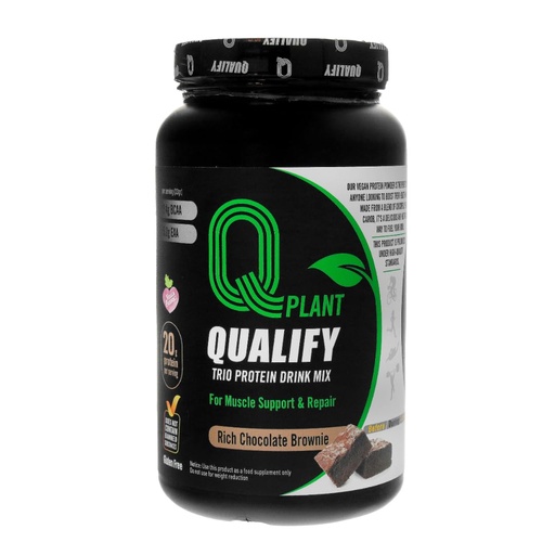 [BRSRO2YHAR7GM3D6] Plant Protein Powder Mix, Trio Rich Chocolate Brownie Flavored, Gluten Free, Vegan, Highly Kosher, 20g Protein, 2.4g BCAA, 26.4 Ounce