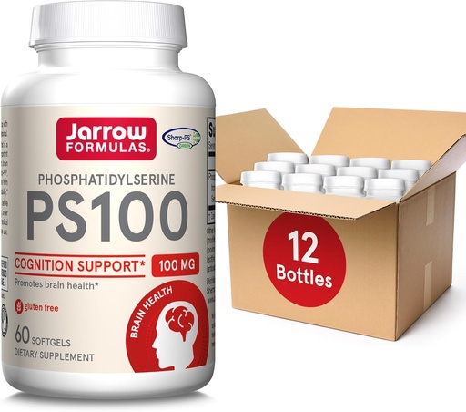 [BRSRMBTRO57GCHL6] Jarrow Formulas PS100 Phosphatidylserine 100 mg, Хранителна добавка за здравето на мозъка и Cognition Support, 60 Softgels, 20-60 Day Supply, Pack of 12