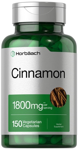 [BRSRMHQ5AECRY3Q7] Horbäach Cinnamon Capsules | 150 Count | Ceylon Cinnamon Supplement | Vegetarian, Non-GMO, Gluten Free