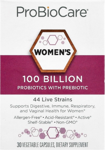 [BRSWYZQDCIOQ23DU] ProBioCareProbiotic for Women 100 Billion CFUs, Supports Digestive, Immune & Gut Health Promotes Healthy Microbiome Balance & Nutrient Absorption (30 Vegetable Capsules)