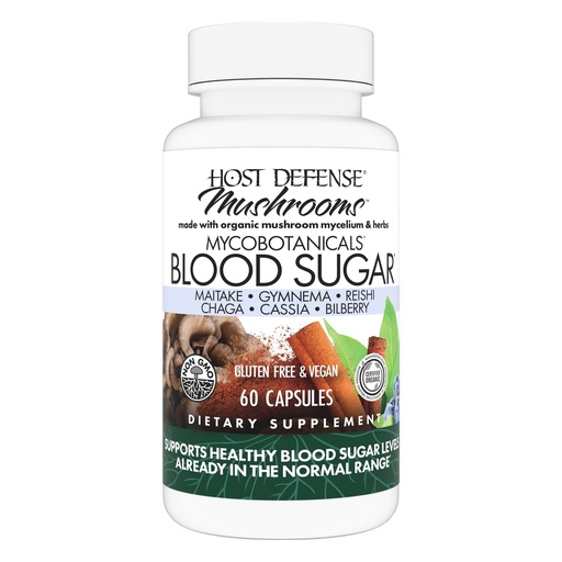 [BRSWECQZBF7RMDY6] Host Defense MycoBotanicals Blood Sugar Capsules - Herbal Supplement with Chaga, Reishi & Maitake Mushrooms - Mushroom Mycelium Supplement for Healthy Balance - 60 Capsules (30 Servings)