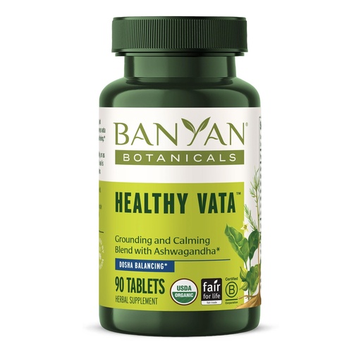 [BRSWIZQYAB4GYYA5] Banyan Botanicals Organic Healthy Vata –Grounding & Stability Supplement–with Ashwagandha, Shatavari & Mucuna–Natural Support for Restful Sleep, Dryness & Scattered Thoughts-90 Tablets-USDA Organic