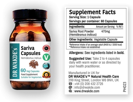 [BRSWIEIMA4HRY3AZ] Sariva Capsules (Anantomola | Hemiidesmous indiscus) | 60 Veg Caps | Aurveic Supplement | เวก้า |  Vega  Vega Herball | distitiess records (inth) เดียวกัน).