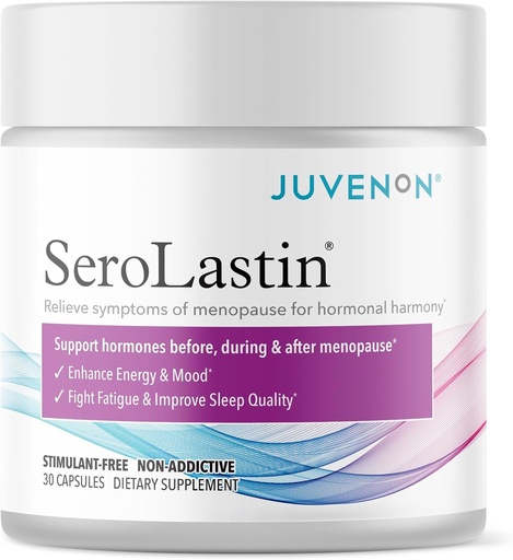 [BRSWYBI3CR6QYHT4] Juvenon Menopause Supplements for Women Mood Support, Hot Flashes Relief, Peri-Menopausal Support, Hormone Balance, Promote Calm, Energy, Clarity, Sleep, Natural Herbal Supplement, (30 Capsules)