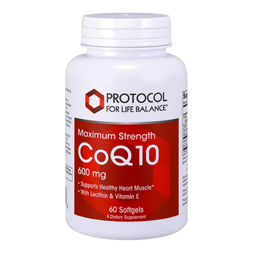 [BRSWIY3YC4DAOALI] PROTOCOL FOR LIFE BALANCE CoQ10 600mg - with Vitamin E & Soy Lecithin - CoQ10 Supplement - Halal & Egg Free - 60 Softgels