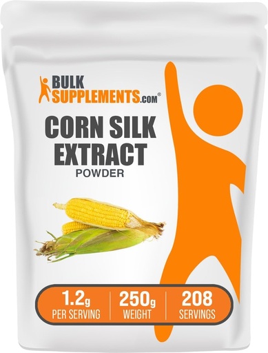[BRSWKHQRCRYAADDC] BulkSupplements.com Corn Silk Extract Pulber - Corn Silk Supplement, Zea Mays Extract - Vegan & Gluten Free, 1,2 g per Serving, 250 g (8,8 oz) (pakk 1)