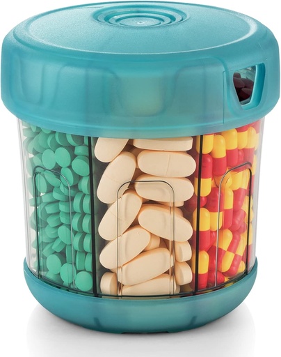 [BRSW2C3YCAIR63DV] Extra Large Supplement Organizer with XL 7 Large Compartments, TPU Soft Lid Easy to Load and to Use Pill Dispenser, 1 Month Jumbo Vitamin Holder Medicine Storage