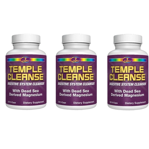 [BRSROHQEAADRSHYZ] Temple Cleanse 120 Count |3-Pack |360 Capsules Total, Oxygen & Dead Sea Magnesium Colon Cleanse Detox, Fast-Acting Constipation Relief, No Gas/Bloating, Vegan Gluten-Free Digestive Cleanse, Gentle