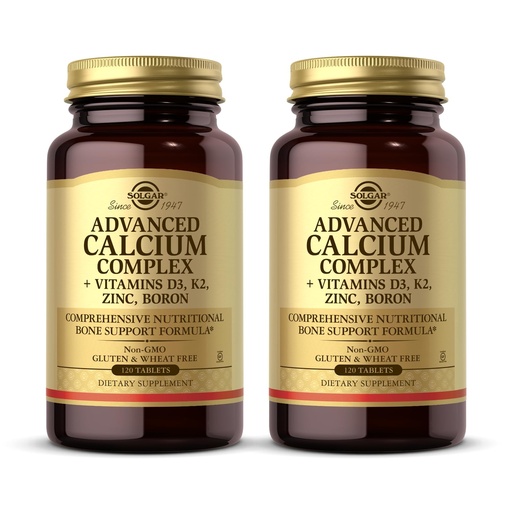 [BRSWIZ3YAIDWC3TU] Solgar Advanced Calcium Complex - 120 Tablets, Pack of 2 - with Zinc, Boron, Vitamins D3 & K2 - Non-GMO, Gluten Free, Dairy Free - 60 Total Servings