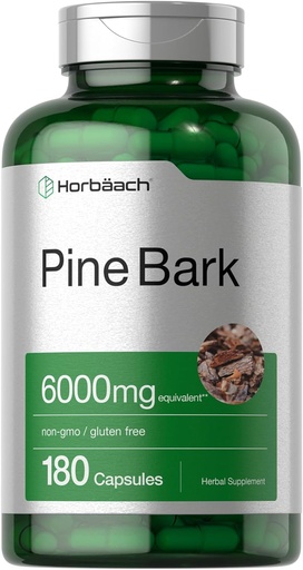 [BRSWGHD6CINQGGQU] Horbäach Pine Bark Extract CLAS124; 6000 mg CLAS124; 180 Kapsle CLAS124; Standardizované pro Contain 75% Proanthocyanidins CLAS124; Non-GMO, gluten zdarma dodatek CLAS124; vysoká účinnost