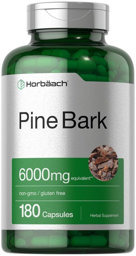 [BRSWGHD6CINQGGQU] Pine Bark Extract | 6000 mg | 180 Capsules | Standardized to Contain 95% Proanthocyanidins | Non-GMO, Gluten Free Supplement | High Potency Extract Formula | by Horbaach