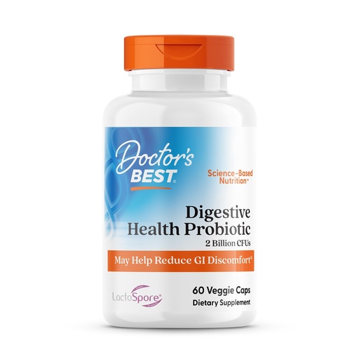 [BRSWKH34AR7WG2LL] Doctor's Best Digestive Health Probiotic for Men & Women - Probiotic Capsules, Daily Gut Health Support Supplement, 2 Billion CFU, Features LactoSpore (Heyndrickxia Coagulans), Vegan - 60 Veg Caps