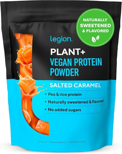 [BRSROHYTBMHB6FAU] LEGION Plant+ Vegan Protein Powder, Rice and Pea, Plant Based Protein Blend. Gluten Free, GMO Free, Naturally Sweetened and Flavored, 20 Servings, 2 Lbs (Salted Caramel)