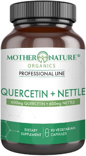 [BRSW2AYBAF5GAFLF] Quercetin 600mg & Nettle 600mg - Natural Flavonoids Supplement for Seasonal Irritants, Immune Response, Healthy Aging and Longevity - Non Drowsy, Non GMO, Vegan - (90 Capsules)