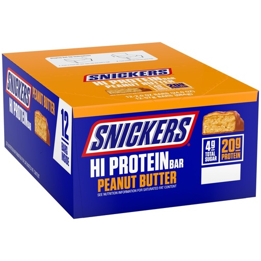 [BRSROAAPOYCAMHLO] SNICKERS Hi Protein Bar - Arašidové maslo a karamel, 2,0 oz, Balenie 12, vysoký proteín, zdravé pre dospelých