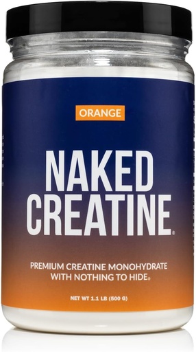 [BRSRAFD6DMMQM332] NAKED Pure Micronized Orange Creatine Monohydrate - 36 Servings - 500 Grams, 1.1Lb Bulk, Vegan, Non-GMO, Gluten Free, Soy Free. Aid Strength Gains, No Additives
