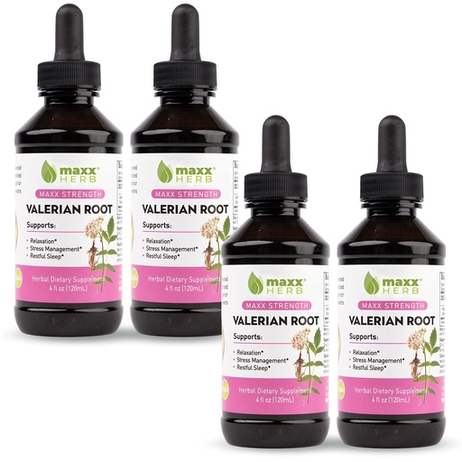 [BRSWYYAFDMMGACYY] Valerian Root Extract - Max Strength, Liquid Valerian Root Absorbs Better Than Capsules, for Relaxation and Restful Sleep, Alcohol-Free - 4 Bottles, 4 Oz Each (240 Servings)