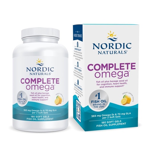[BRSWIYAKCIOGC3DY] Nordic Naturals Complete Omega, Lemon Flavor - 180 Soft Gels - 565 mg Omega-3 - EPA & DHA with Added GLA - Healthy Skin, Cognition, & Positive Mood - Non-GMO - 90 Servings