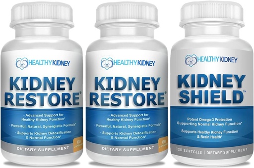 [BRSRAGLQCEBAEET4] Rim Cleanse e Kidney Health Supplement para apoiar a função normal do rim 60 caps, 2 Pack + Kidney Shield 120 Caps Kidney Supplement para apoiar a função normal do rim