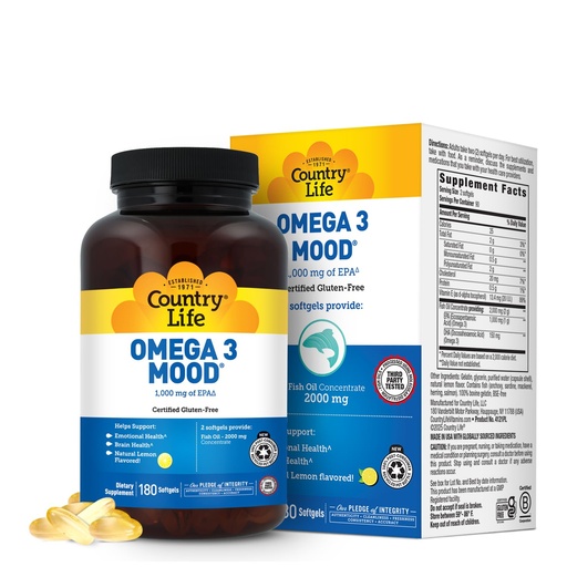 [BRSWIYYFAAMA2FDU] Country Life Omega 3 Fish Oil Supplement - High Concentration EPA and DHA Omega 3 Fatty Acids - 2000mg Fish Oil for Emotional Health, Mood Support, and No Fish Taste - Natural Lemon Flavor