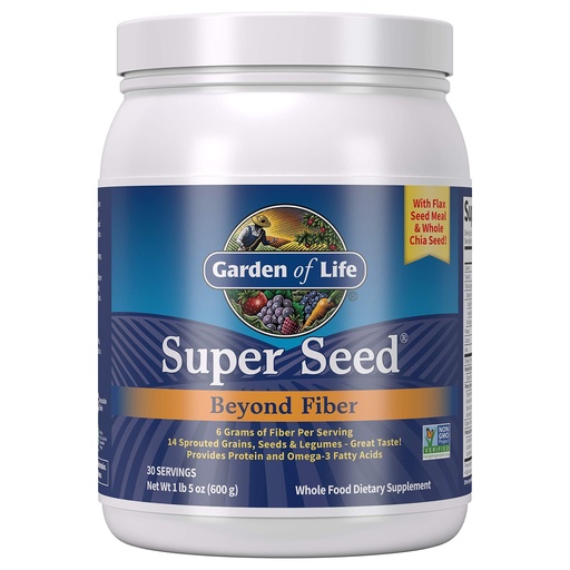 [BRSWIYQOCQHGGDLG] Garden of Life Super Seed - Vegetarian Whole Food Fiber Supplement with Protein and Omega 3, 5oz (600g) Powder