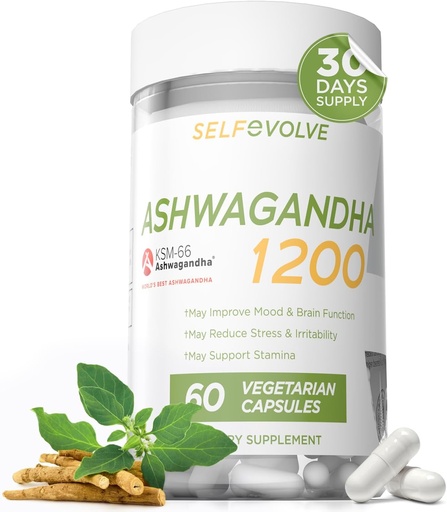 [BRSWYHT7CEJR4HTG] Stress Relief, Ashwagandha KSM-66, Supports Occasional Stress Relief, Dietary Supplement, Capsules, 1 Month Supply